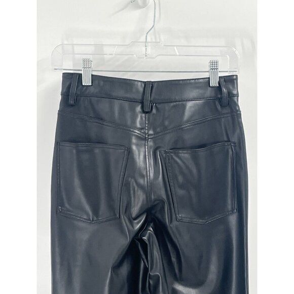 Zara Black Faux Leather 90s Wide Leg Pants Sz 2 NWT - Picture 4 of 8